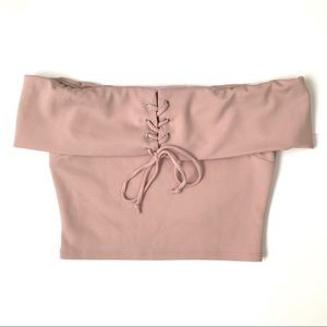 Pink Lace Up Top